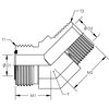 World Wide Fittings Male Flat Face O-Ring to Male Pipe 45° Elbow 4355X06X04